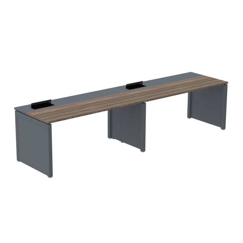 Mesa De Plataforma Simples Para 2 Pessoas Corporativa 130x792/2p Pscpp130/792/2p Walnut/grafito