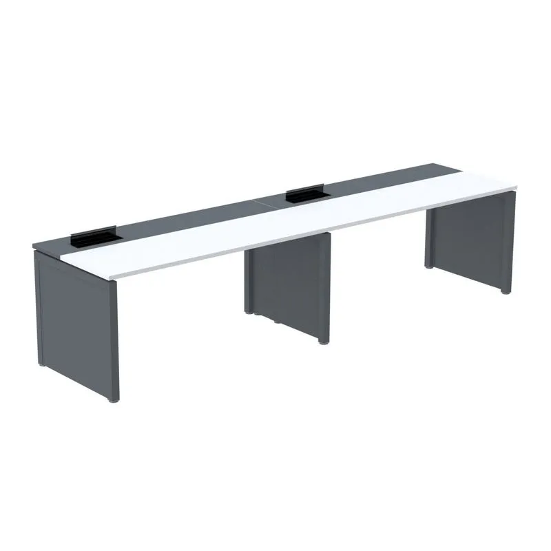 Mesa De Plataforma Simples Para 2 Pessoas Corporativa 160x792/2p Pscpp160/792/2p Branco/grafito
