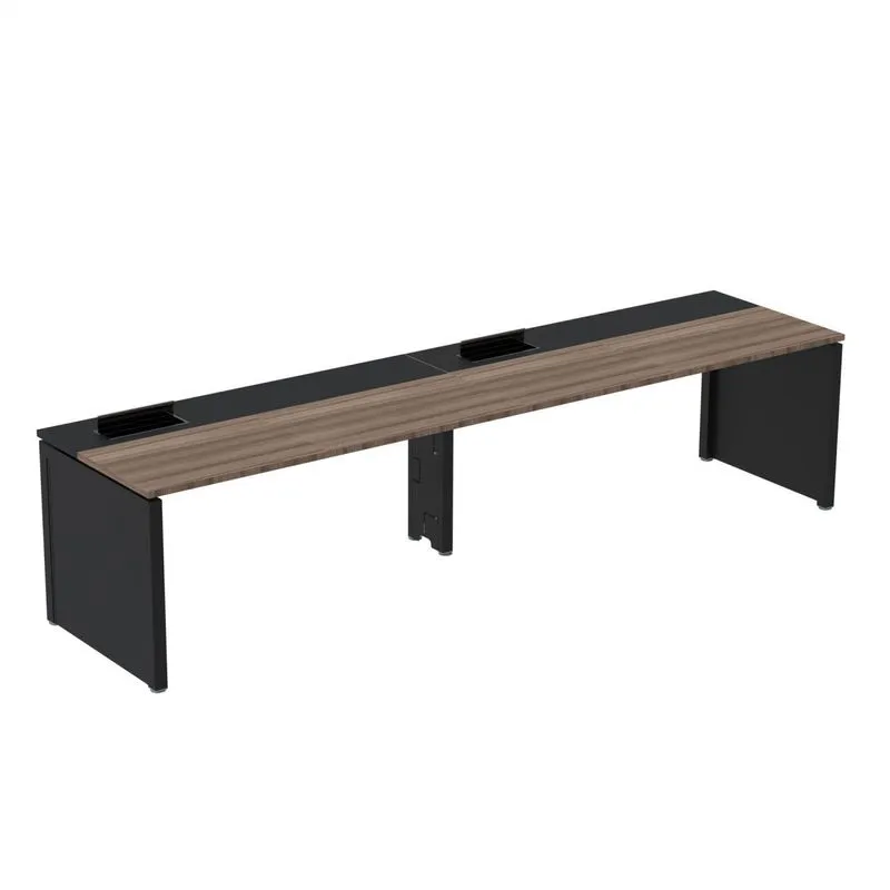 Mesa De Plataforma Simples Para 2 Pessoas Corporativa 150x792/2p Pscpp150/792/2p Walnut/preto