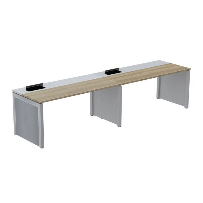 Mesa De Plataforma Simples Para 2 Pessoas Corporativa 150x792/2p Pscpp150/792/2p Noce Naturalle/cinza