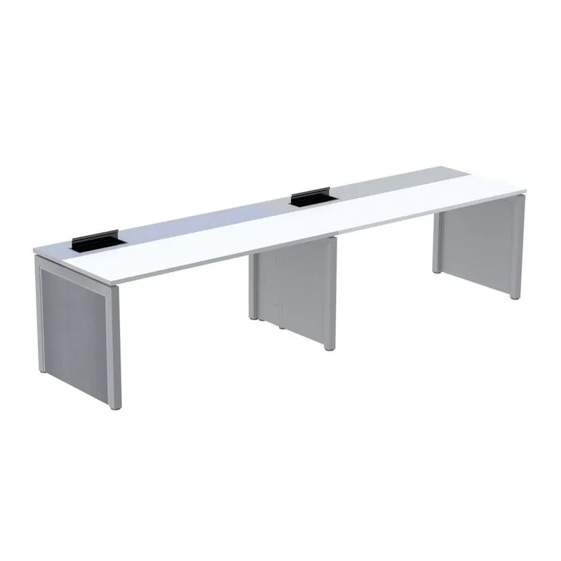 Mesa De Plataforma Simples Para 2 Pessoas Corporativa 150x792/2p Pscpp150/792/2p Branco/cinza