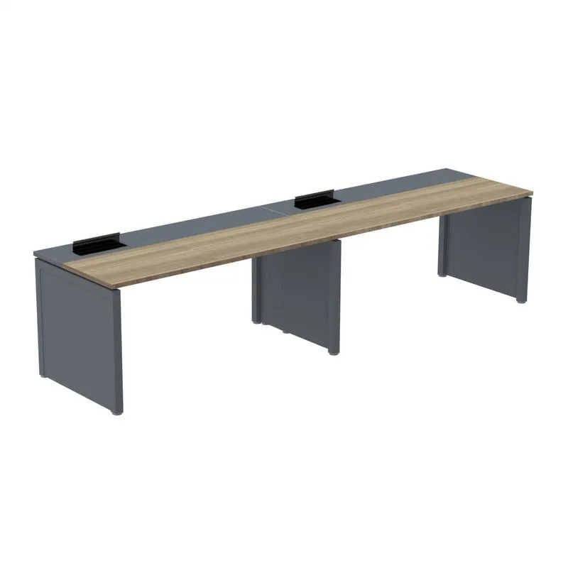 Mesa De Plataforma Simples Para 2 Pessoas Corporativa 150x792/2p Pscpp150/792/2p Noce Naturalle/grafito