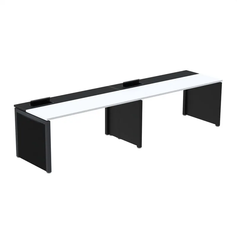 Mesa De Plataforma Simples Para 2 Pessoas Corporativa 120x792/2p Pscpp120/792/2p Branco/preto