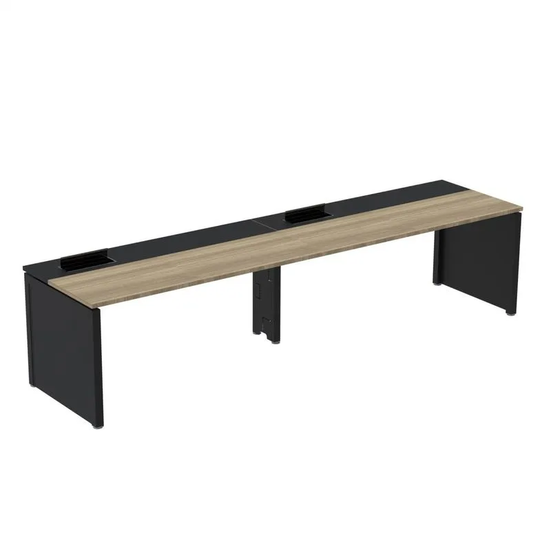 Mesa De Plataforma Simples Para 2 Pessoas Corporativa 120x792/2p Pscpp120/792/2p Noce Naturalle/preto