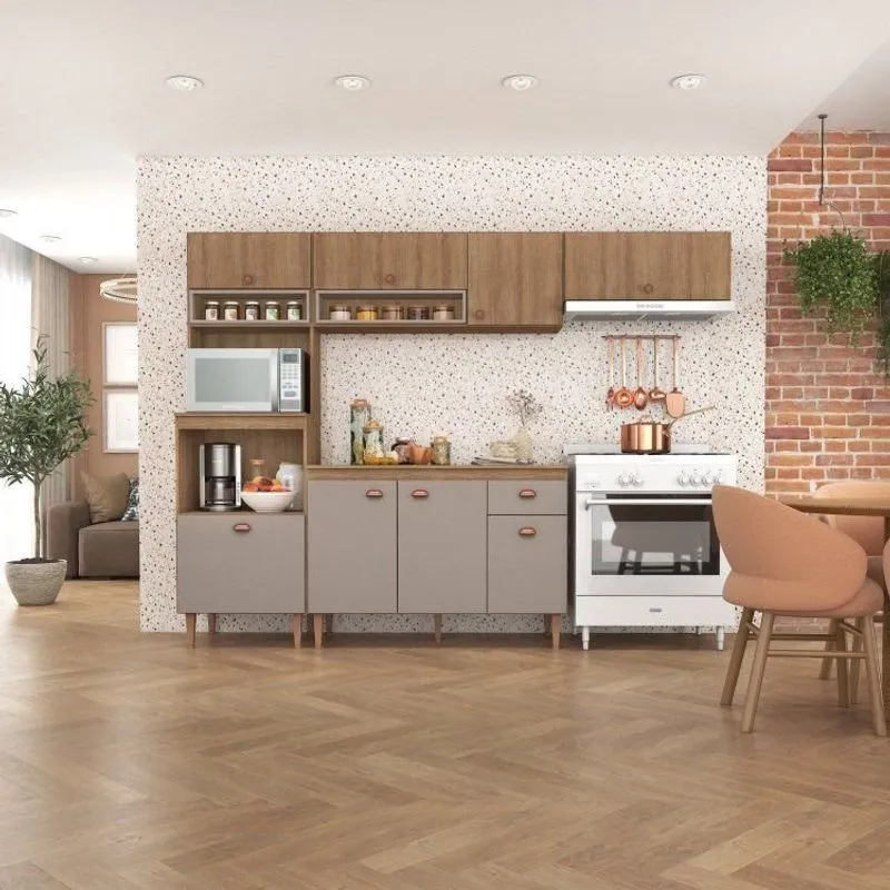 Cozinha Modulada Marti Com Tampo 5 Peças Mel/fendi