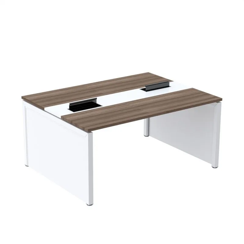 Mesa De Plataforma Dupla Para 2 Pessoas Corporativa 110x120/2p Walnut/branco