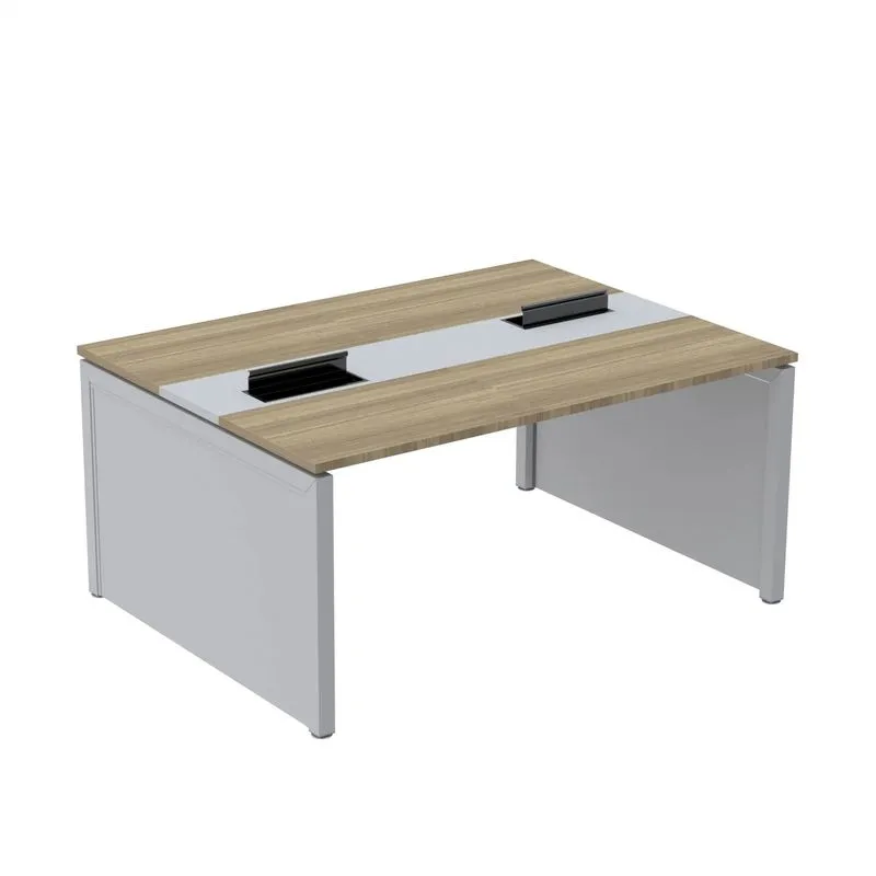 Mesa De Plataforma Dupla Para 2 Pessoas Corporativa 120x120/2p Noce Naturalle/cinza