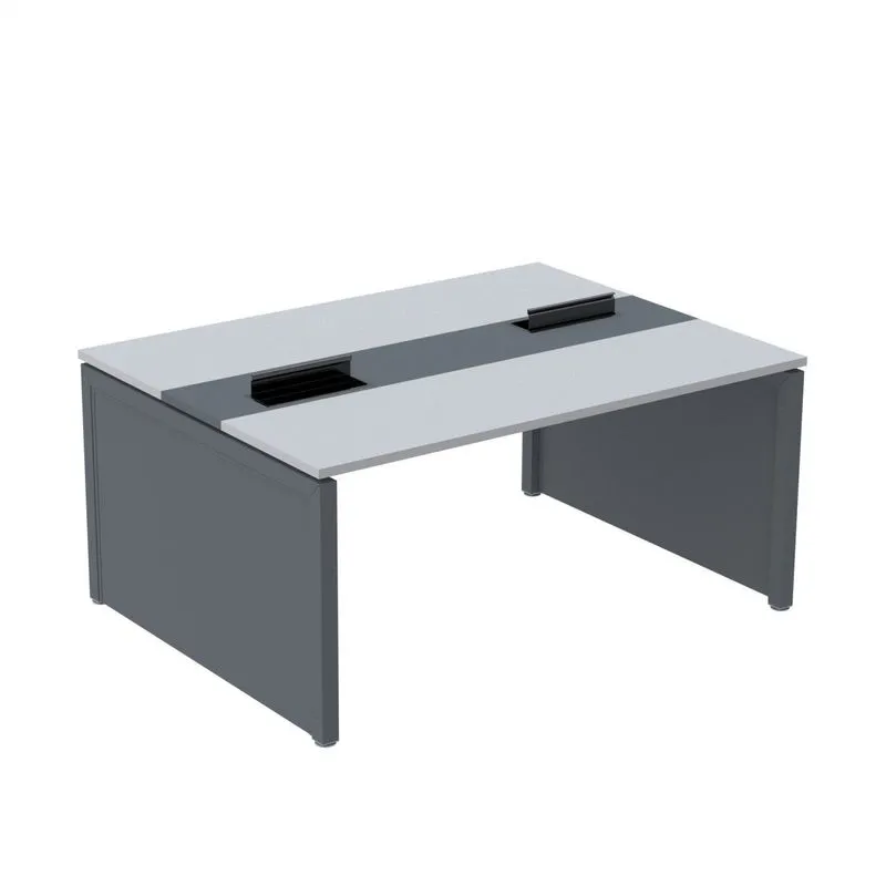 Mesa De Plataforma Dupla Para 2 Pessoas Corporativa 120x120/2p Cinza/grafito