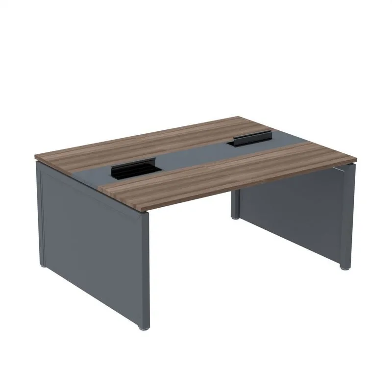 Mesa De Plataforma Dupla Para 2 Pessoas Corporativa 120x120/2p Walnut/grafito