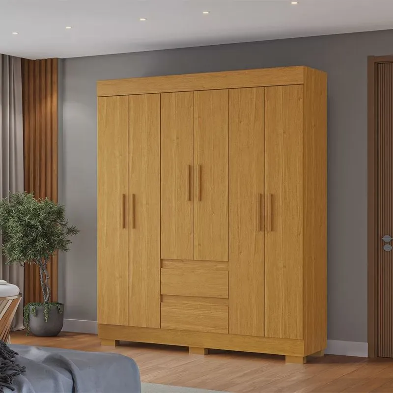 Guarda-roupa Casal 149,10cm 6 Portas e 2 Gavetas Chantrieri Espresso Móveis