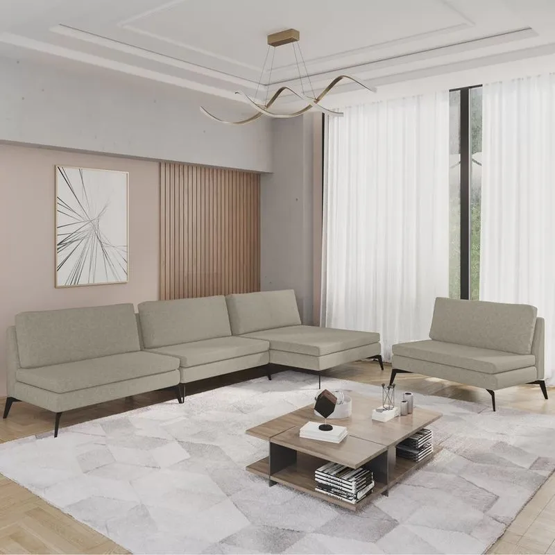 Sofá Modular 4 Lugares com Chaise 400cm Calla Cabecasa Madeiramadeira