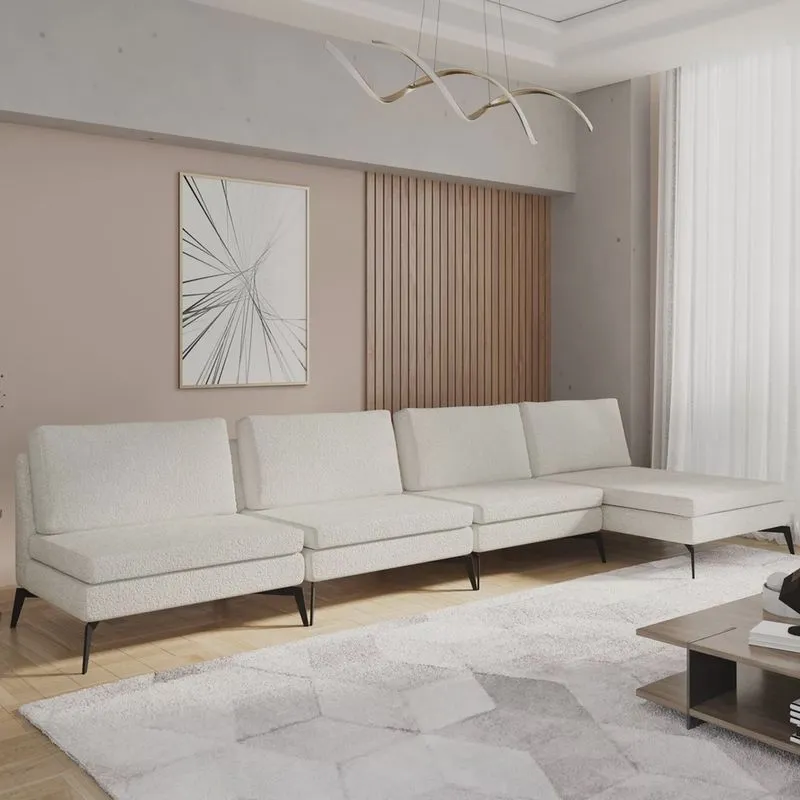 Sofá Modular 4 Lugares com Chaise 340cm Calla Cabecasa Madeiramadeira