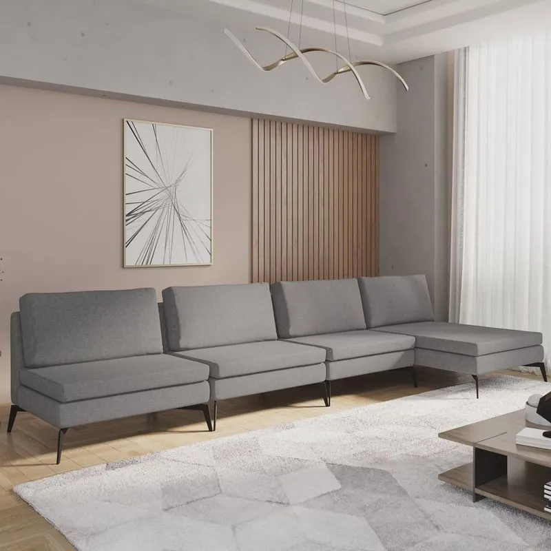 Sofá Modular 4 Lugares com Chaise 340cm Calla Cabecasa Madeiramadeira