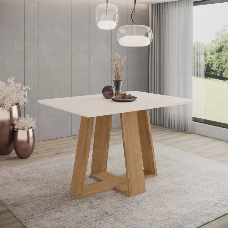 Mesa de Jantar para 4 Lugares 120cm Tampo Mdf Canto Reto Lins
