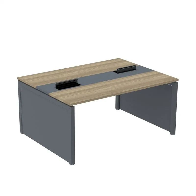 Mesa De Plataforma Dupla Para 2 Pessoas Corporativa 110x140/2p Noce Naturalle/grafito