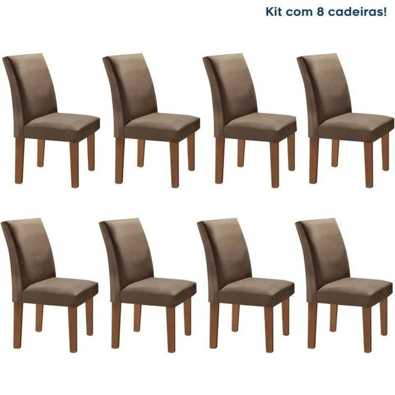 Conjunto 8 Cadeiras Estofadas Espanha Chocolate/marrom