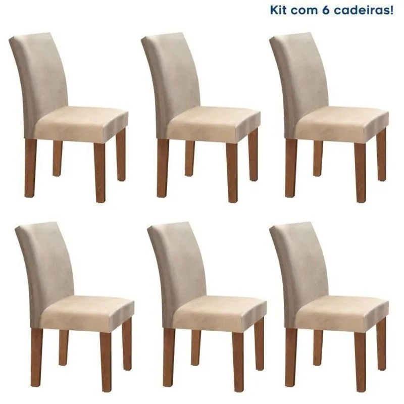 Conjunto 6 Cadeiras Estofadas Espanha Chocolate