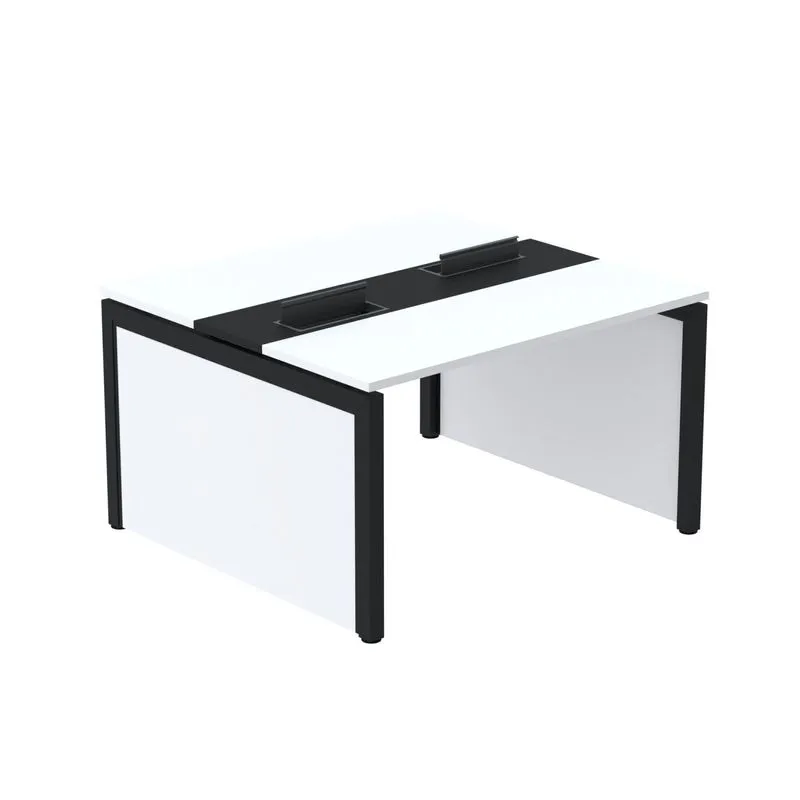 Mesa De Plataforma Dupla Para 2 Pessoas Corporativa 160x140/2p Branco/preto
