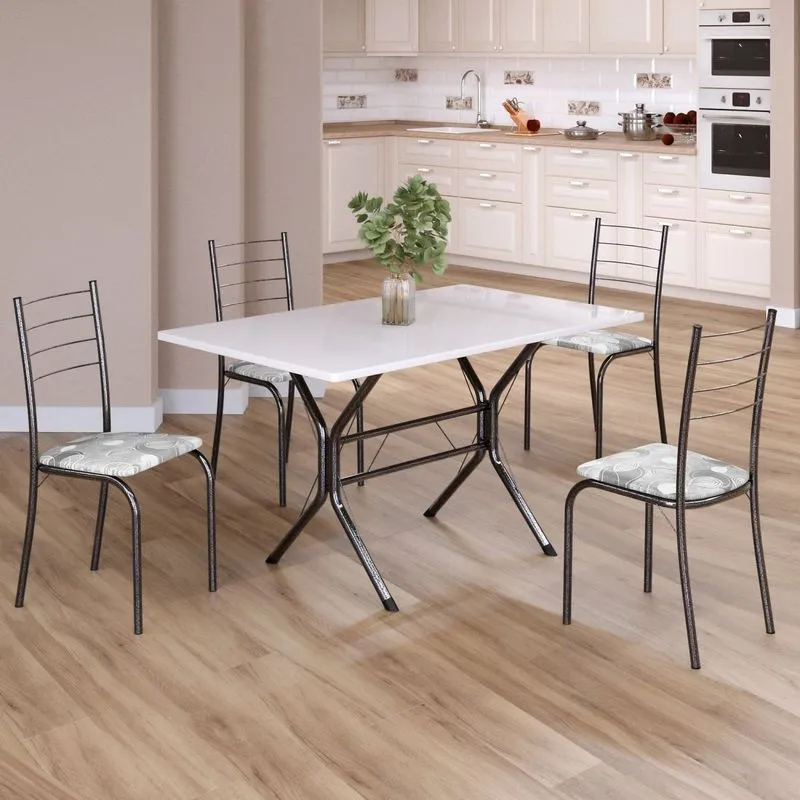 Conjunto Sala De Jantar Mesa Retangular 100x60cm Tampo Madeira Mdp 4 Cadeiras Rio Prata/paraopeba/mart Paraopeba / Mart Prata