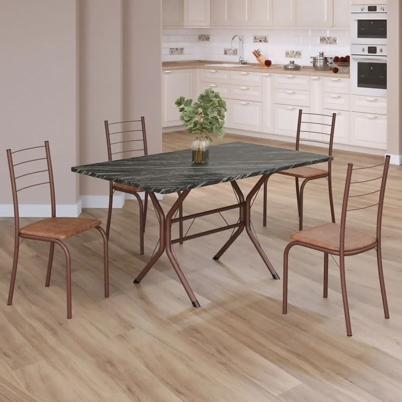 Conjunto Sala de Jantar Mesa Retangular 120x75cm Tampo Madeira Mdp Indiana 4 Cadeiras Rio