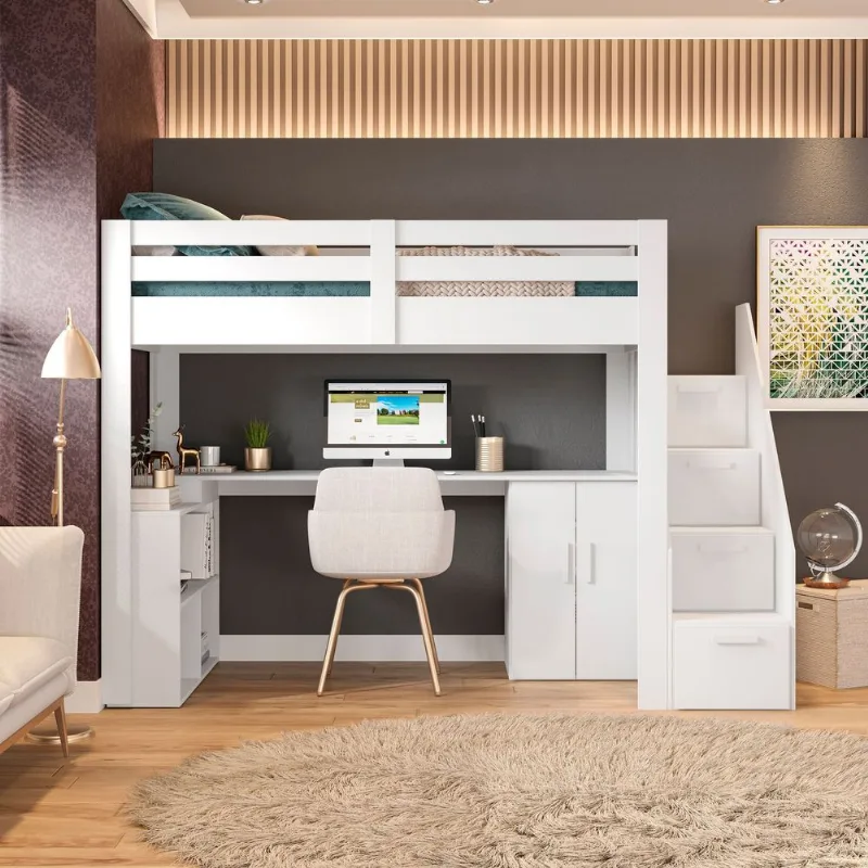 Cama Office Multifuncional Solteiro Adulto Star Plus Casatema Branco Branco