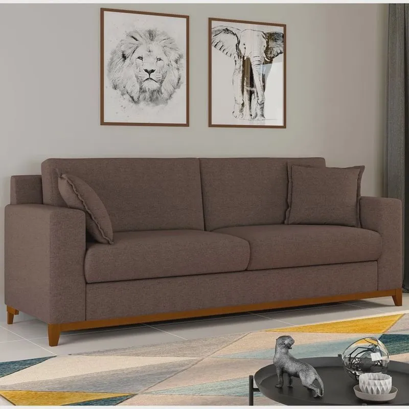 Sofá Living Vintage 3 Lugares 200cm em Linho Slim