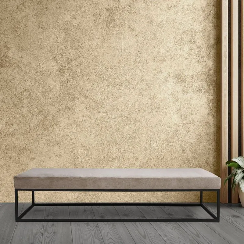 Puff Giulia Para Sala De Estar 100cm Bege/ Preto