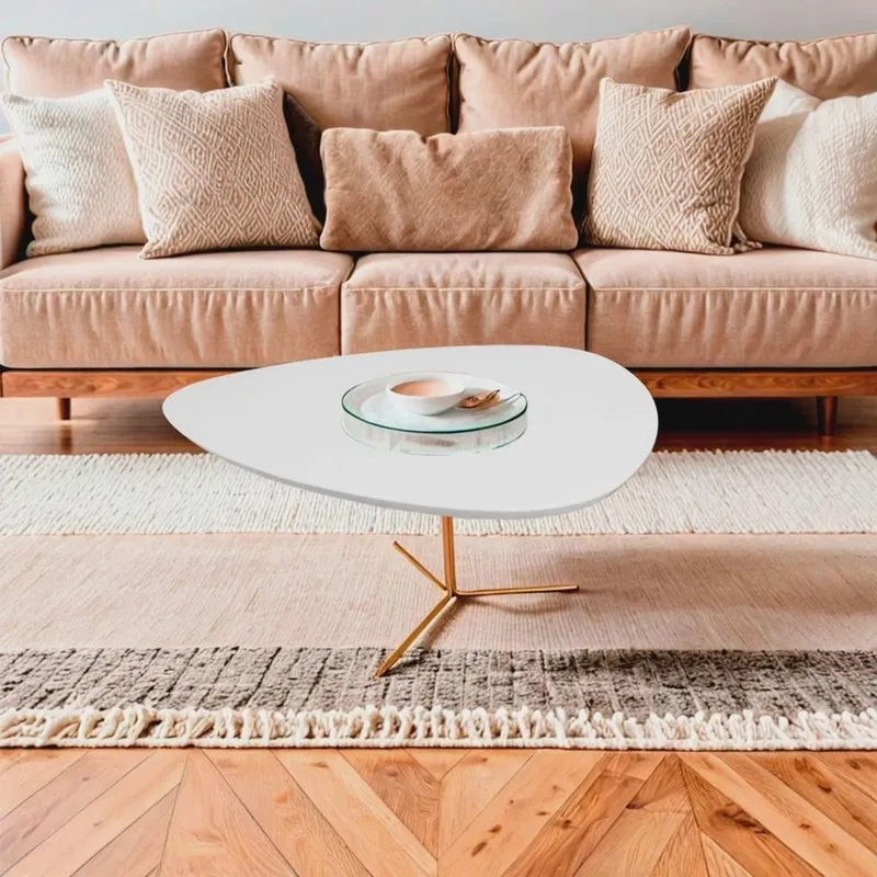 Mesa de Centro Líbano Palheta Metal 60x35 Branco