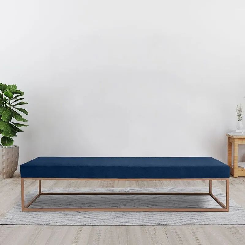 Puff Para Sala De Estar Giulia 140 Cm Azul/dourado