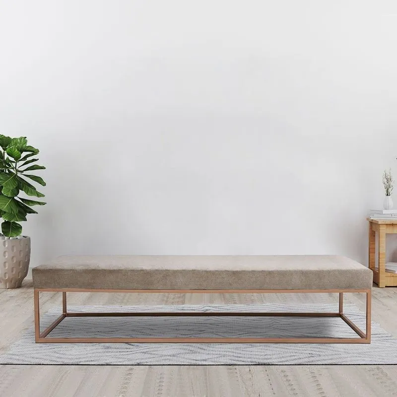 Puff Para Sala De Estar Giulia 160 Cm Bege/dourado