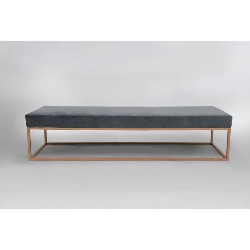 Puff Para Sala De Estar Giulia 140 Cm Cinza/dourado