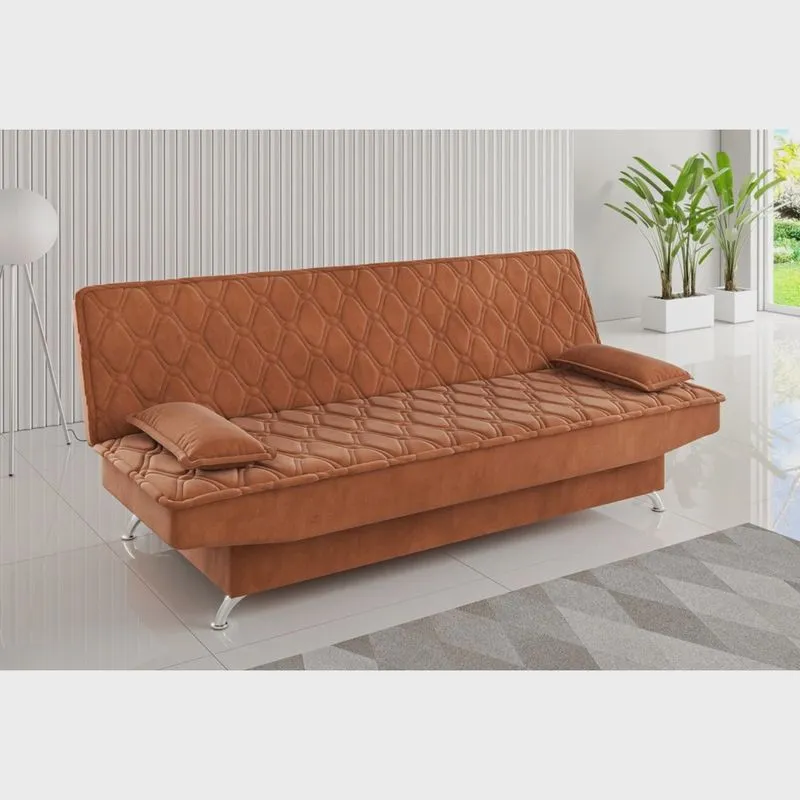 Sofa Cama Zenite 3 Lugares Reclinável com 2 Almofadas Soltas