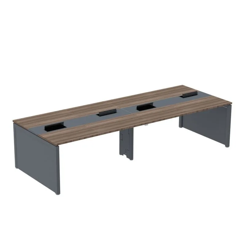 Mesa De Plataforma Dupla Para 4 Pessoas Corporativa 130x140/4p Walnut/grafito