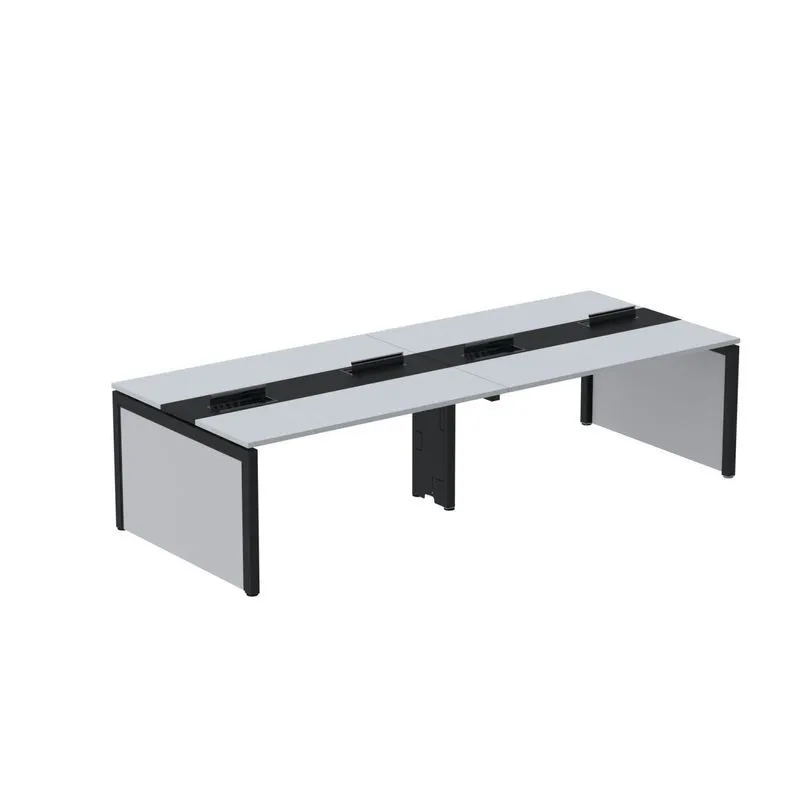 Mesa De Plataforma Dupla Para 4 Pessoas Corporativa 120x140/4p Cinza/preto