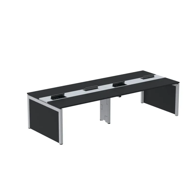 Mesa De Plataforma Dupla Para 4 Pessoas Corporativa 150x140/4p Preto/cinza