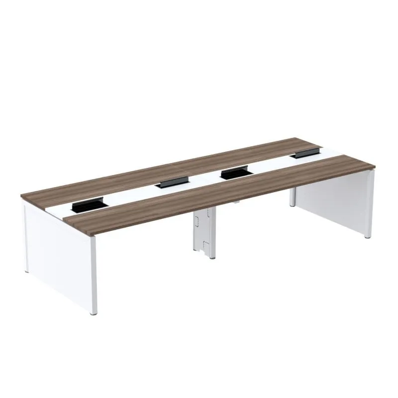 Mesa De Plataforma Dupla Para 4 Pessoas Corporativa 150x140/4p Walnut/branco