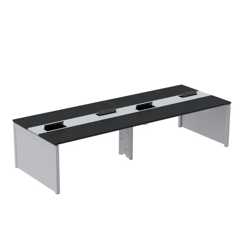 Mesa De Plataforma Dupla Para 4 Pessoas Corporativa 150x140/4p Preto/cinza