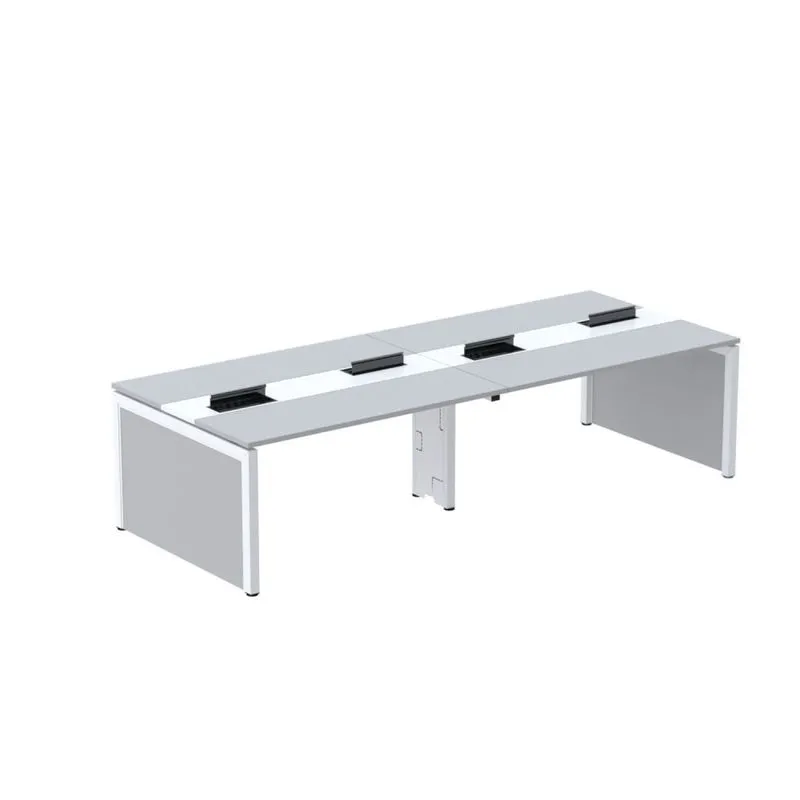 Mesa De Plataforma Dupla Para 4 Pessoas Corporativa 160x140/4p Cinza/branco