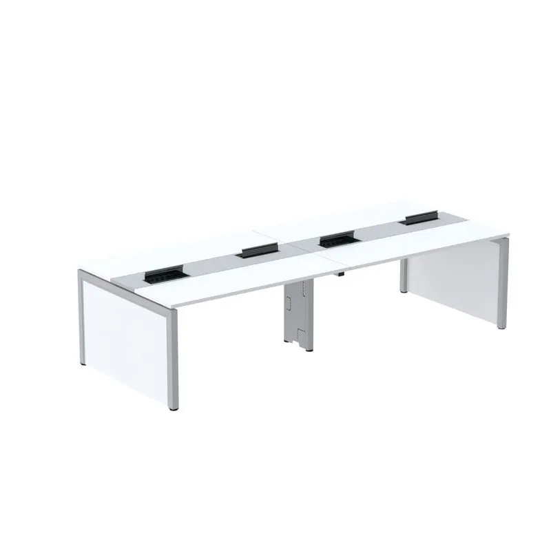 Mesa De Plataforma Dupla Para 4 Pessoas Corporativa 120x140/4p Branco/cinza