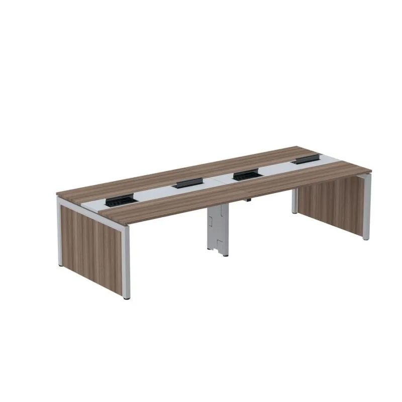 Mesa De Plataforma Dupla Para 4 Pessoas Corporativa 110x140/4p Walnut/cinza