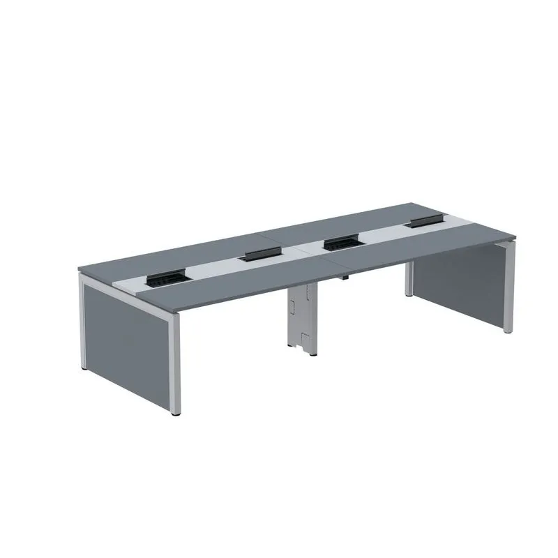 Mesa De Plataforma Dupla Para 4 Pessoas Corporativa 120x140/4p Grafito/cinza