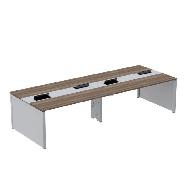 Mesa De Plataforma Dupla Para 4 Pessoas Corporativa 140x140/4p Walnut/cinza