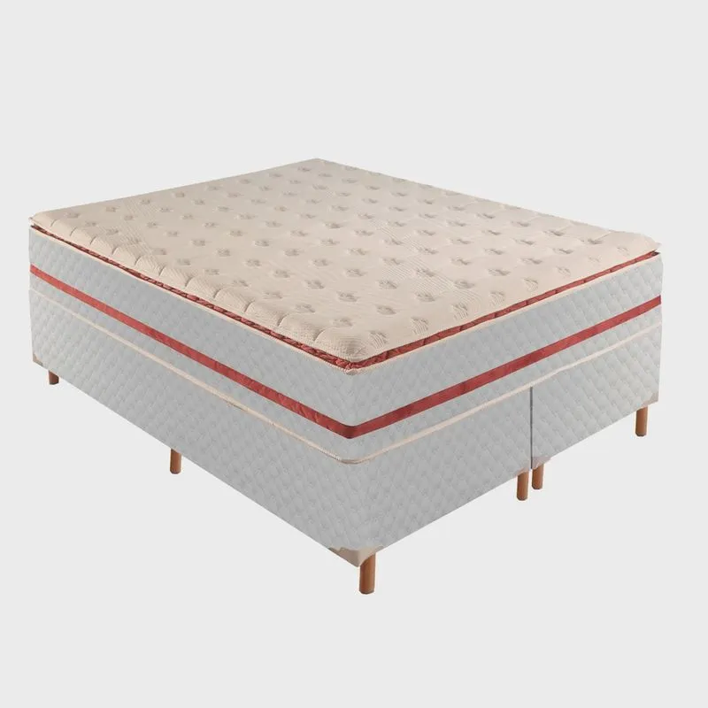 Box King Mônaco 42x193x203cm com Colchão Super King Molas Ensacadas Mônaco 32x193x203cm