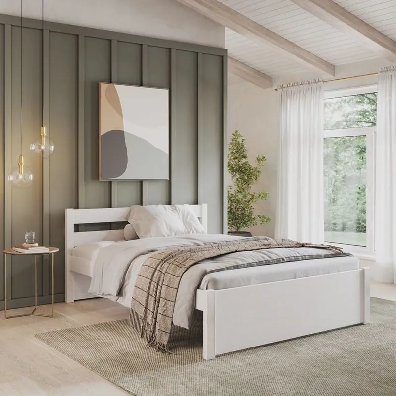 Cama Casal em Madeira Maciça 140x190 Unique Yescasa