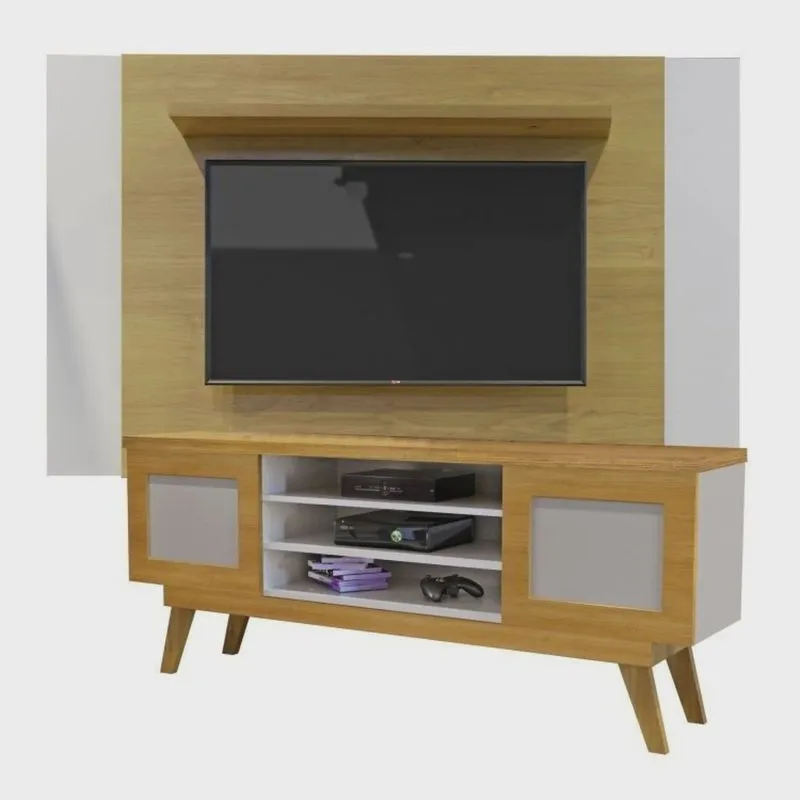 Conjunto Painel para Tv até 50 Polegadas Extensível América e Rack 2 Portas Detroit
