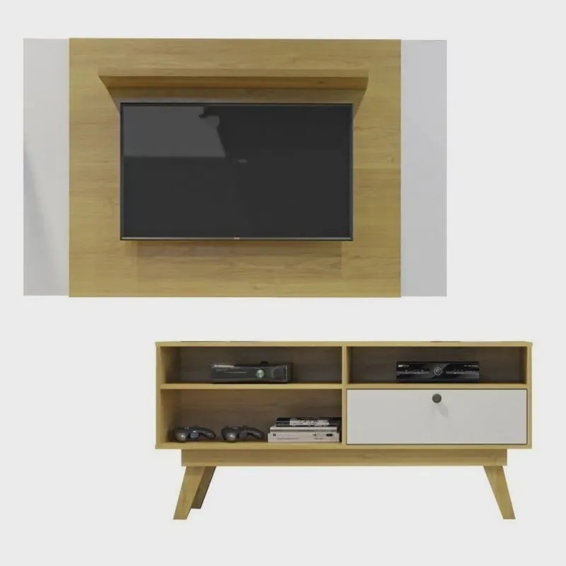 Conjunto Painel para Tv até 50 Polegadas Extensível América e Rack 1 Porta Houston