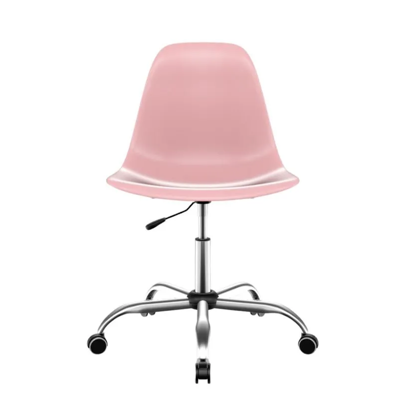 Kit 2 Cadeiras Escritório Eames Pp Base Aço Cromado Rosa