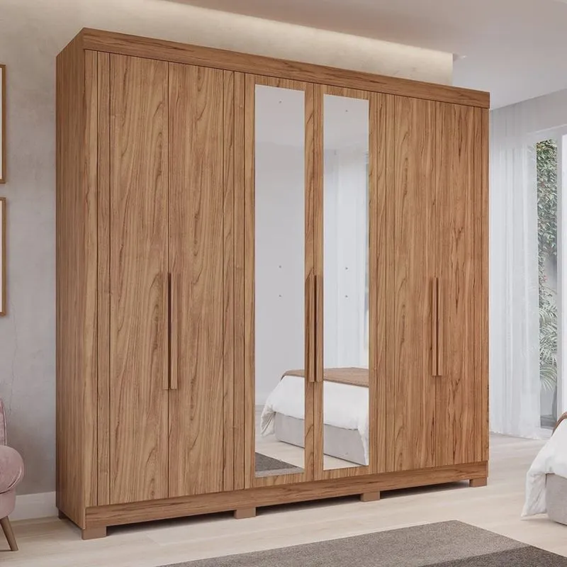 Guarda-roupa Casal 234,60cm 6 Portas com Espelho e 6 Gavetas 100% Mdf Boston Espresso Móveis