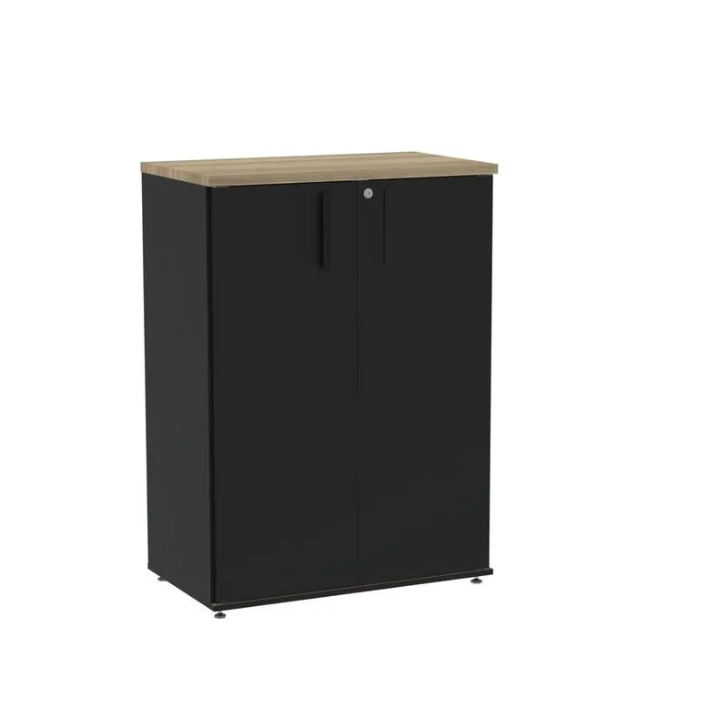 Armário Intermediário 02 Portas Pivotante Aic1100 Noce Naturalle/preto
