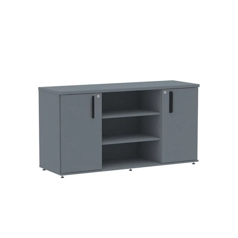 Armário Credenza 02 Portas Pivotante Credc1400 Grafito/preto